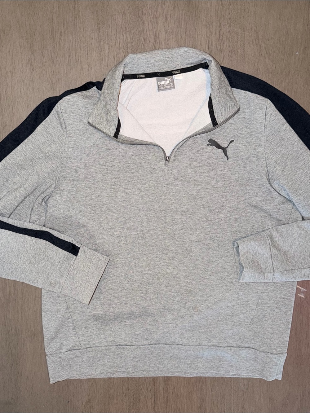 Puma Men’s Grey Quarter-Zip Sweatshirt with Black Accents